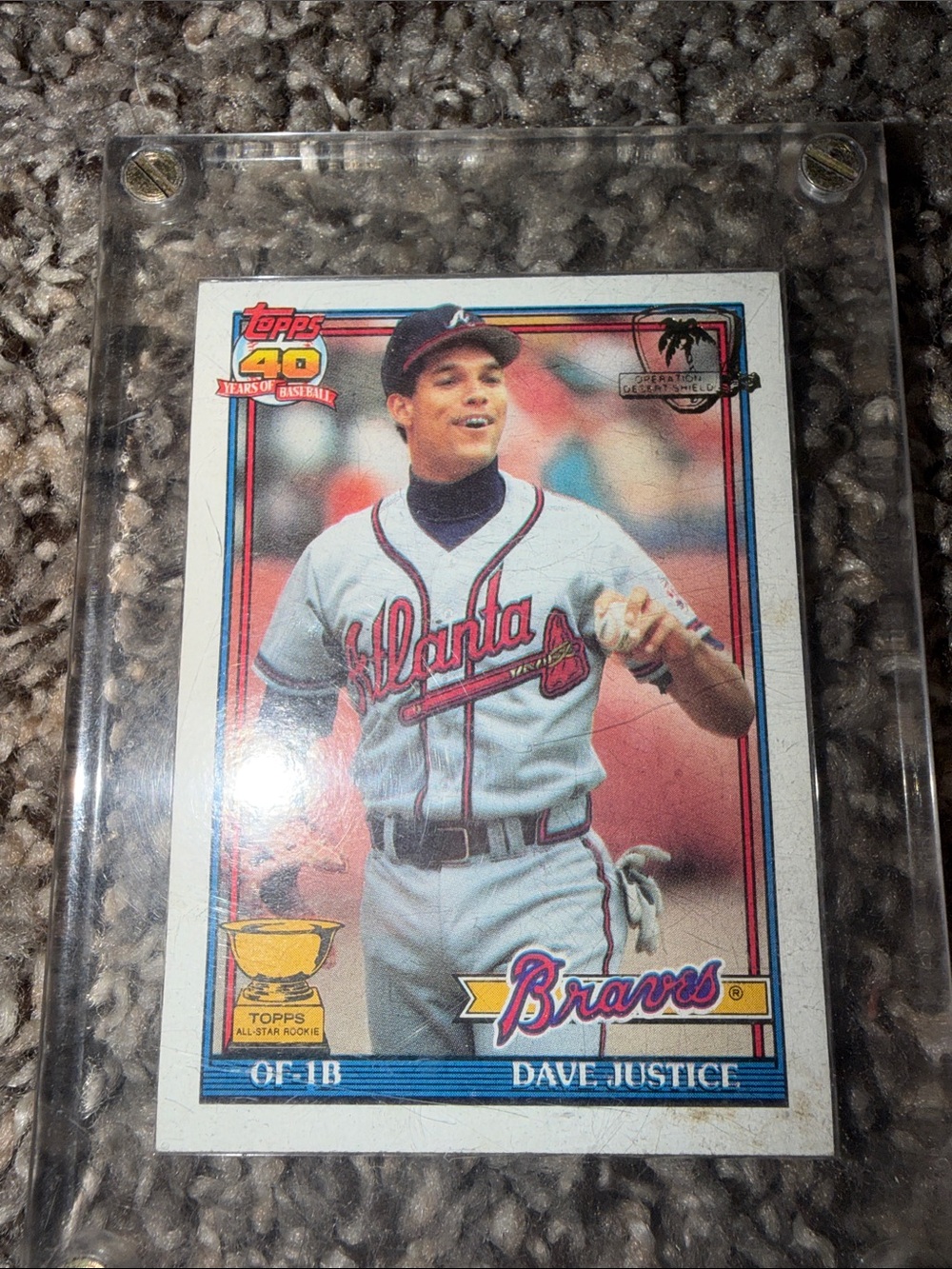 Topps  desert storm Atlanta Braves Dave Justice Card - White/Red/Blue